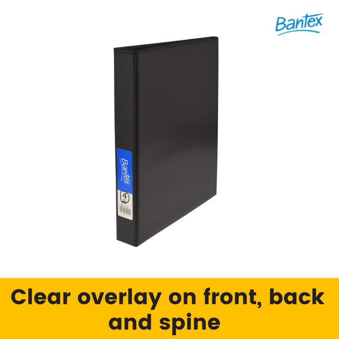 Bantex Standard Insert Ring Binder PP A4 4D Ring 25mm Black