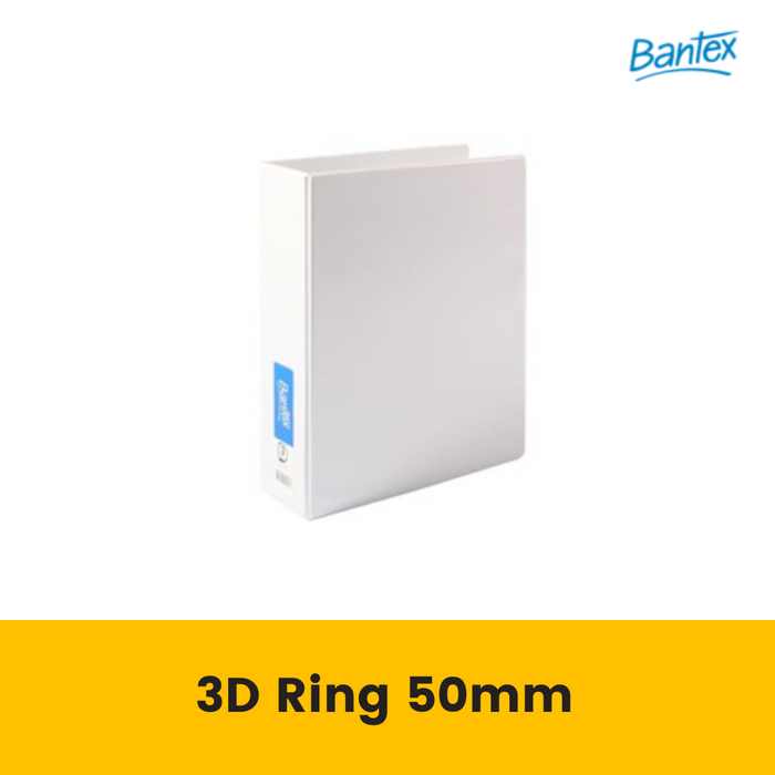 Bantex Standard Insert Ring Binder PP A4 3D Ring 50mm White