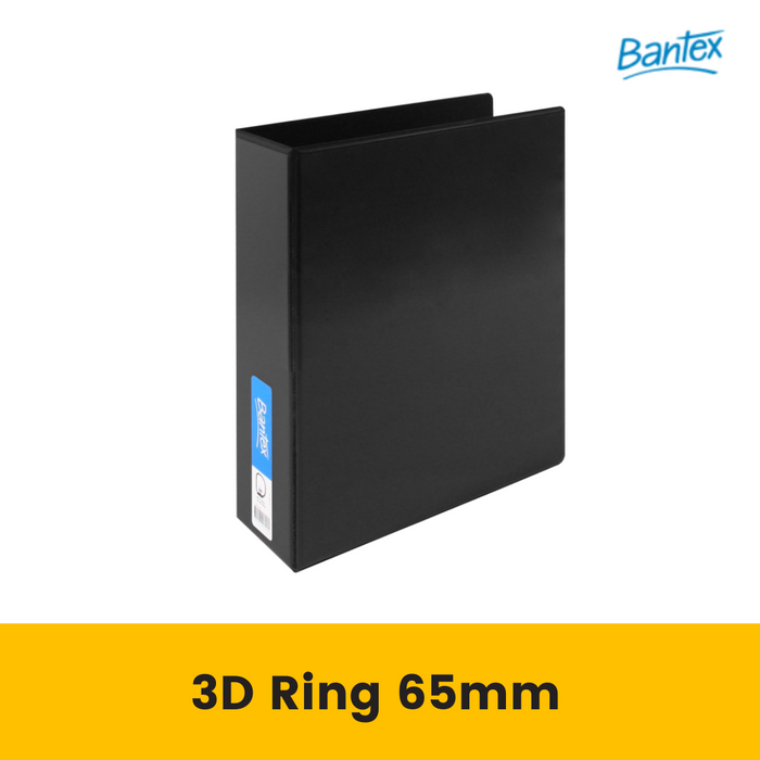 Bantex Standard Insert Ring Binder PP A4 3D Ring 65mm Black