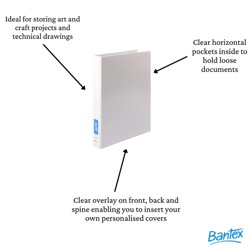 Bantex Insert Ring Binder A3 2D Ring 38mm White