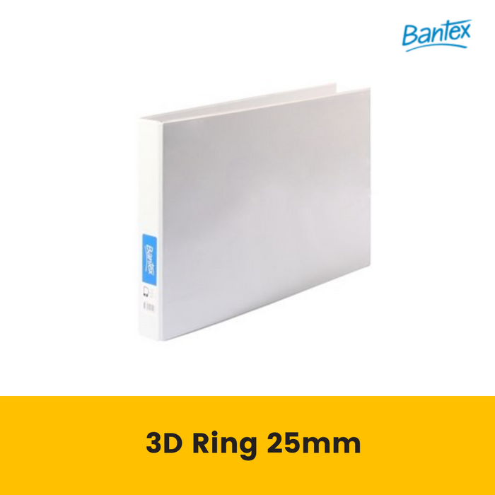 Bantex Insert Ring Binder Landscape A3 3D Ring 25mm White