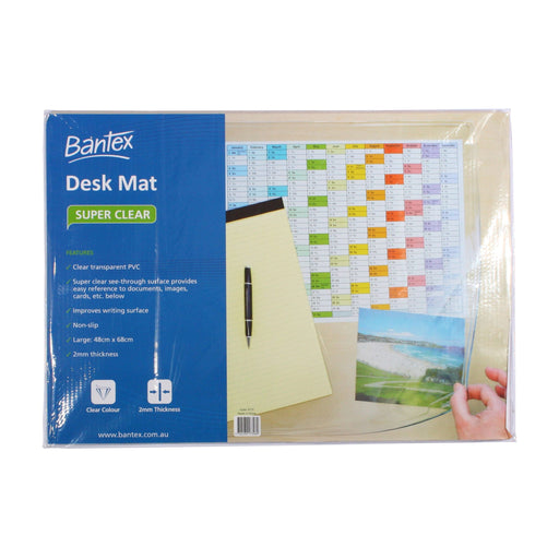 Bantex Desk Mat Super Clear Large 680 x 480mm Clear