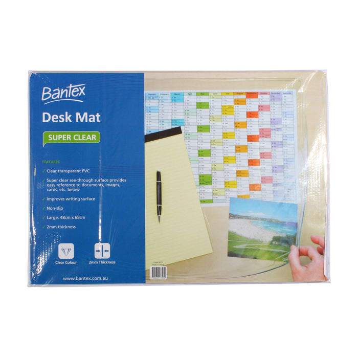 Bantex Desk Mat Super Clear Large 680 x 480mm Clear