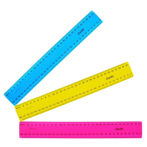 Bantex Plastic Ruler 30cm Assorted Fluoro