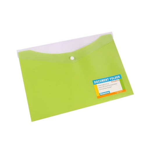 Bantex Tropical Document Wallet PP A4 Button Close with Pocket Lime