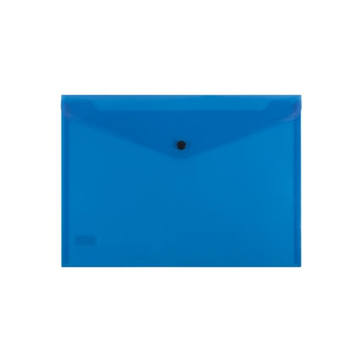 Bantex Transparent Document Wallet PP A4 Button Closure Blue