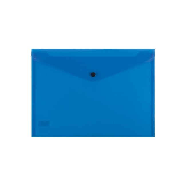 Bantex Transparent Document Wallet PP A4 Button Closure Blue