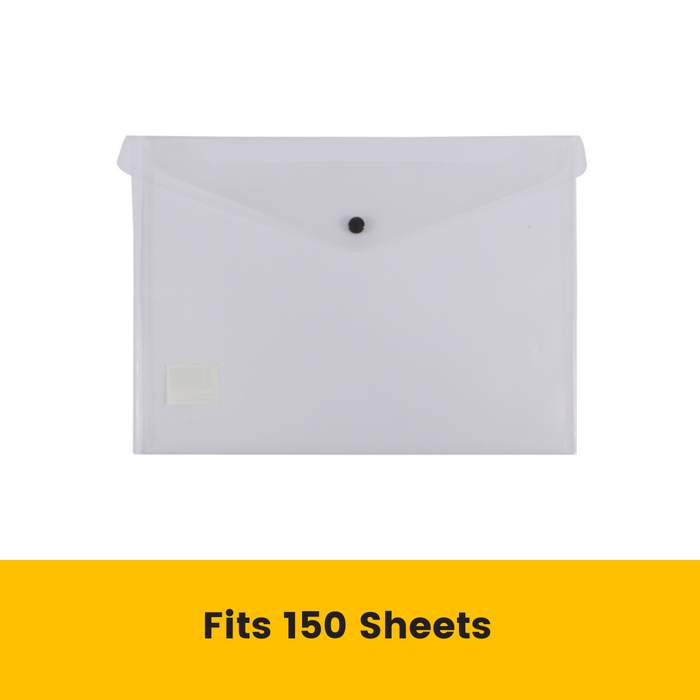 Bantex Transparent Document Wallet PP A4 Button Closure Clear