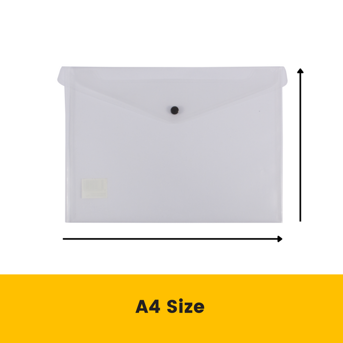 Bantex Transparent Document Wallet PP A4 Button Closure Clear