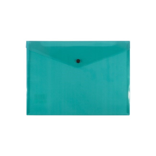 Bantex Transparent Document Wallet PP A4 Button Closure Green