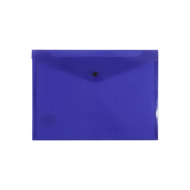 Bantex Transparent Document Wallet PP A4 Button Closure Purple