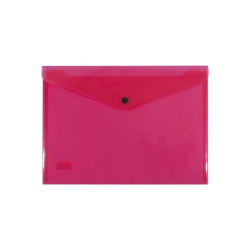Bantex Transparent Document Wallet PP A4 Button Closure Red