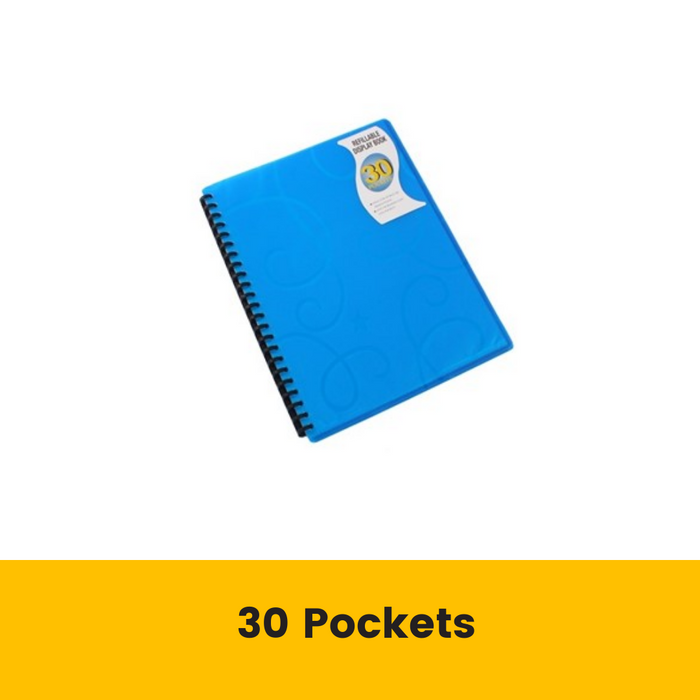 Bantex Jewel Refillable Display Books PP A4 30 Pockets Blue