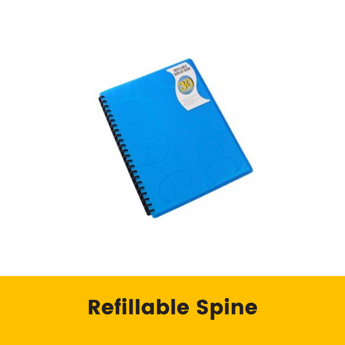 Bantex Jewel Refillable Display Books PP A4 30 Pockets Blue