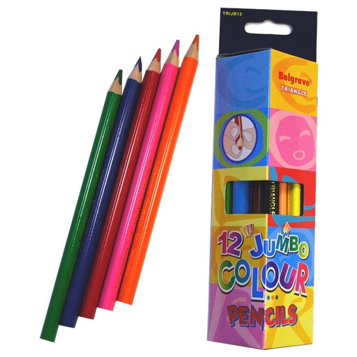 Belgrave Coloured Pencils Triangular Jumbo Wood Pack 12 Assorted