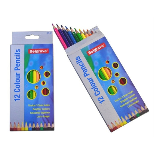 Belgrave Coloured Pencils Hexagonal Standard Wood Pack 12 Assorted