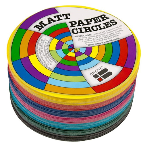 Brenex Matte Circles 120mm Diameter Single Sided 500 Sheets Assorted