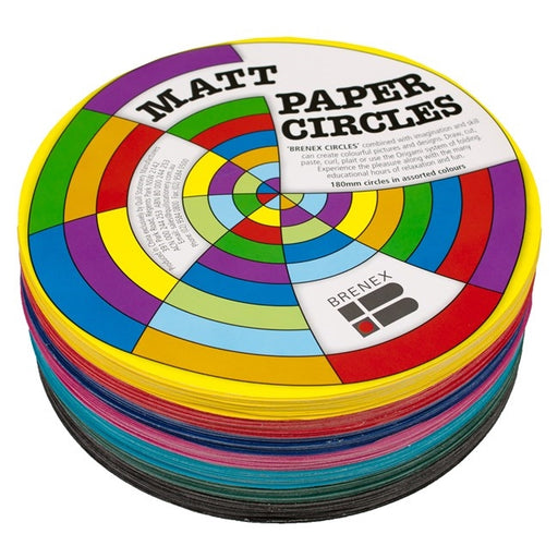 Brenex Matte Circles 180mm Diameter Single Sided 500 Sheets Assorted