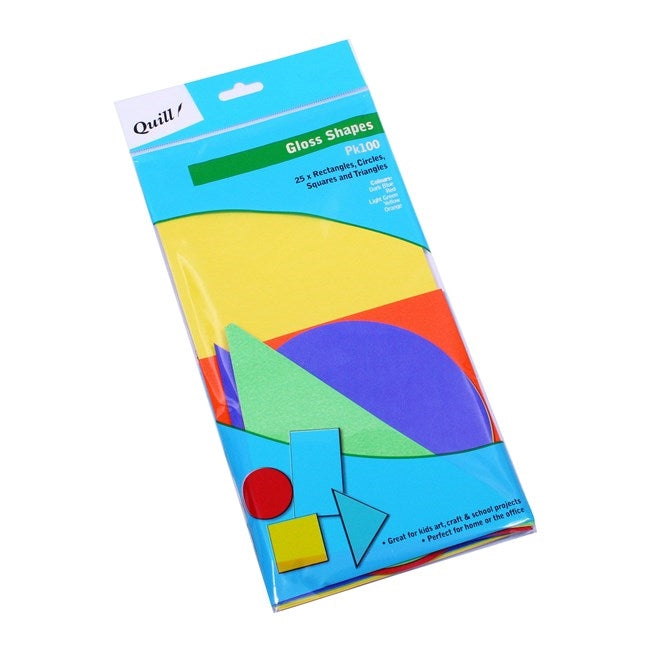 Quill Poster Board Gloss Shapes Pack 100 Assorted