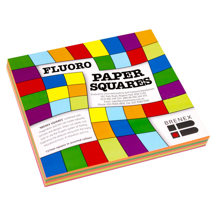 Brenex Fluoro Squares 127 x 127mm Single Sided 100 Sheets Assorted