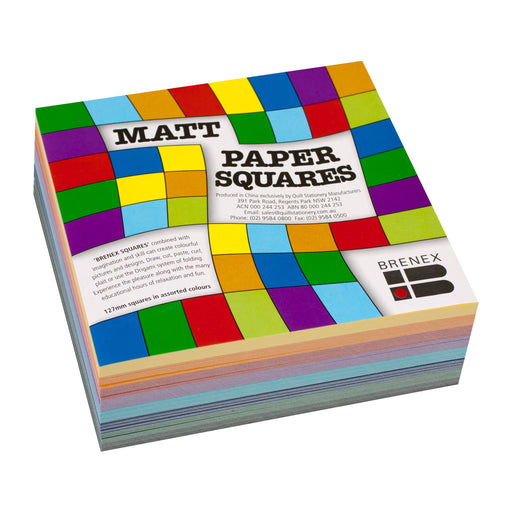 Brenex Matte Squares 127 x 127mm Single Sided 360 Sheets Assorted