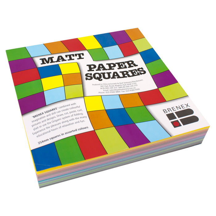 Brenex Matte Squares 254 x 254mm Single Sided 360 Sheets Assorted