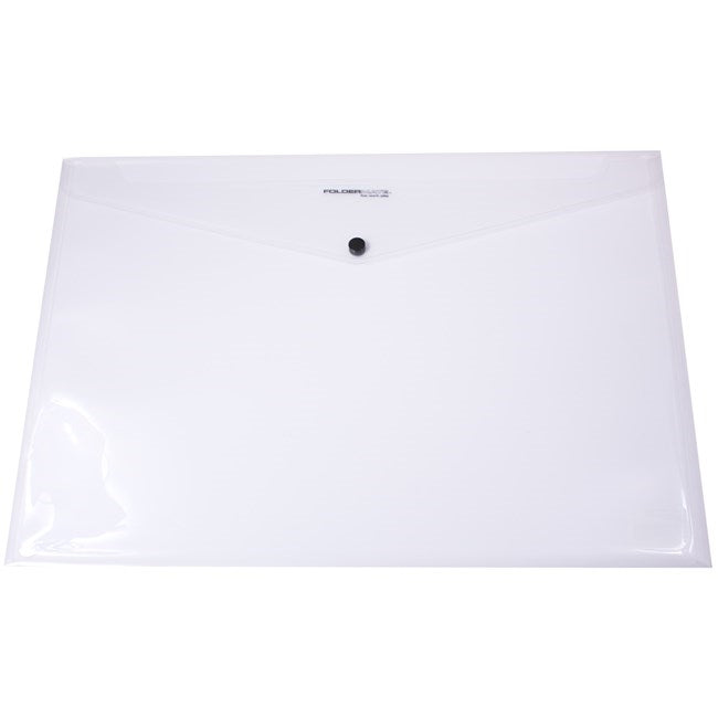 Bantex Standard Document Wallet PP A3 Button Closure Clear