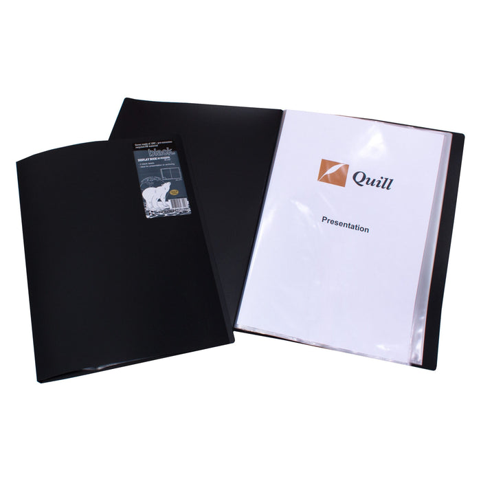 Quill Premium Fixed Display Books PP A4 20 Pockets Black