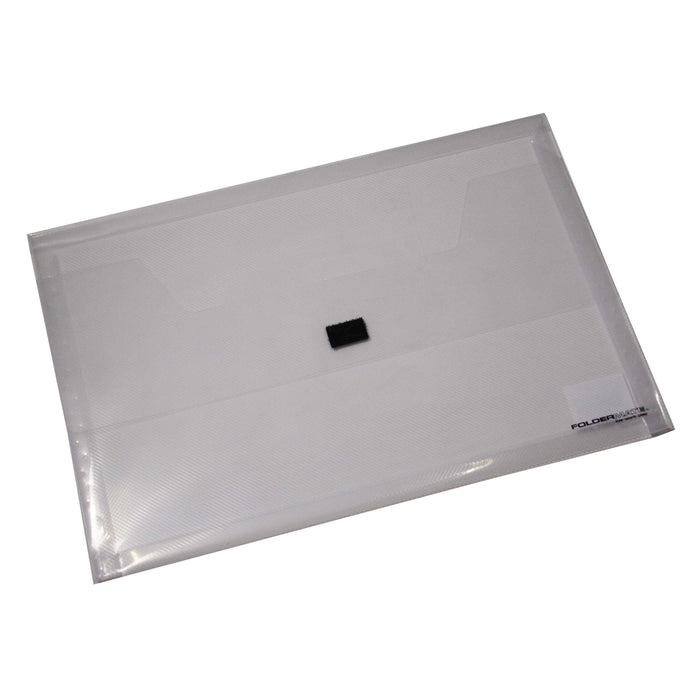 Bantex Translucent Document Wallet PP Foolscap Hook & Loop Closure Clear