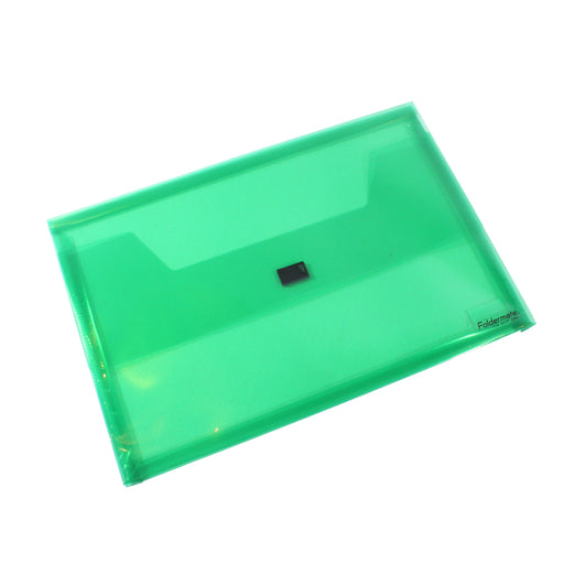 Bantex Translucent Document Wallet PP Foolscap Hook & Loop Closure Green
