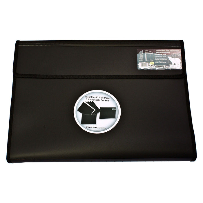 Bantex Expanding File PP A3 5 Pockets Black