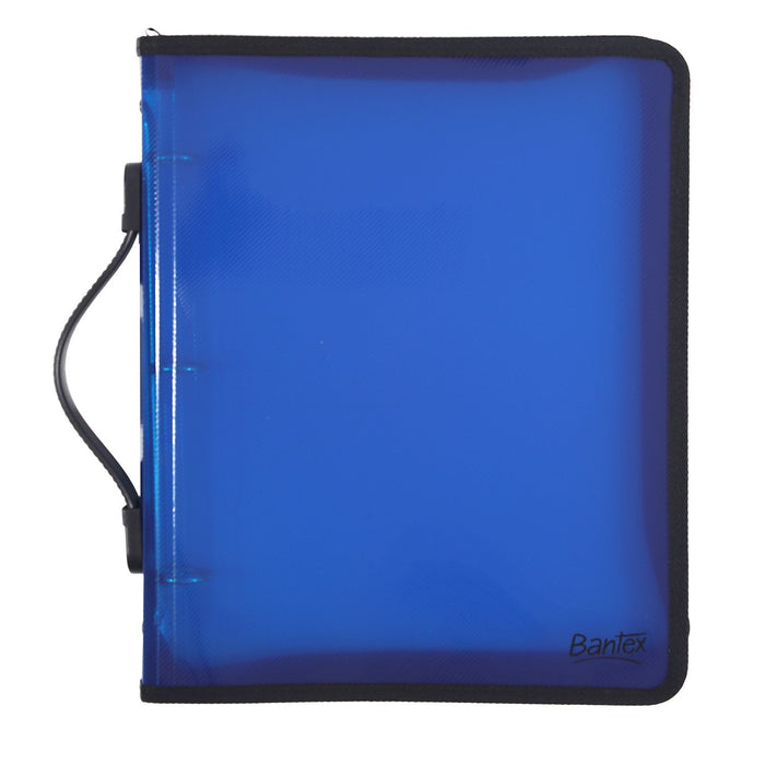 Bantex Translucent Zipper Binder PP A4 3O Ring 25mm Blue