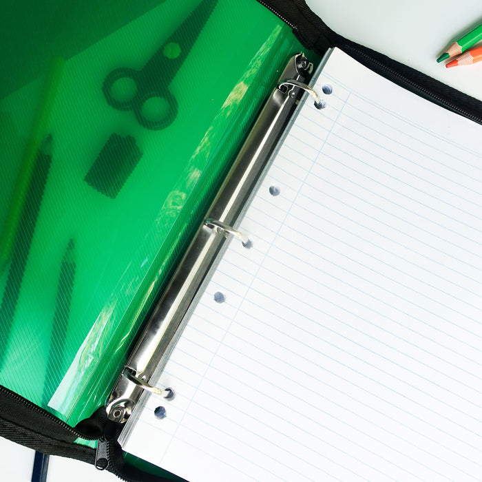 Bantex Translucent Zipper Binder PP A4 3O Ring 25mm Green