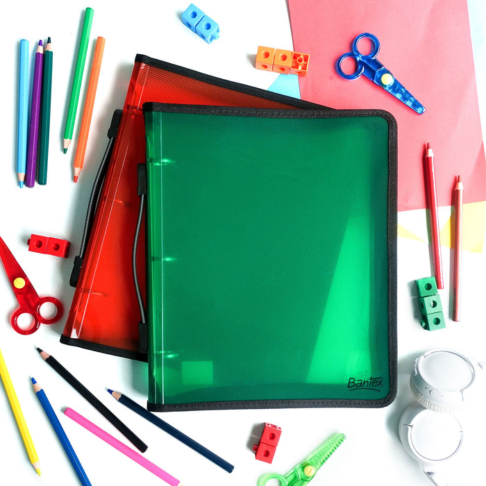 Bantex Translucent Zipper Binder PP A4 3O Ring 25mm Green