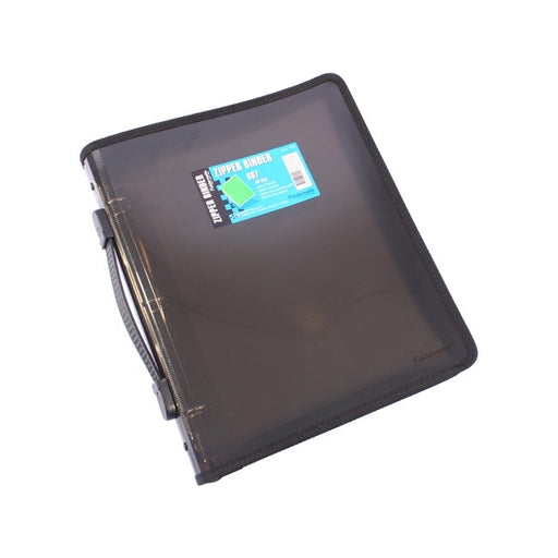 Bantex Translucent Zipper Binder PP A4 3O Ring 25mm Smoke