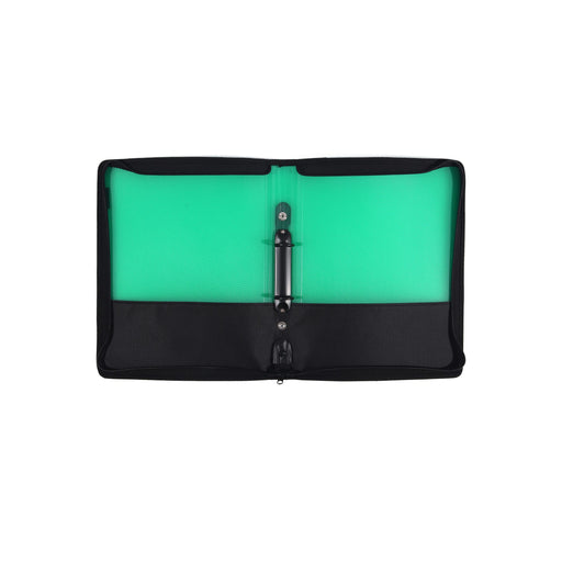 Bantex Zipper Binder Folio w/zip pouch PP A4 2O Ring 25mm Green