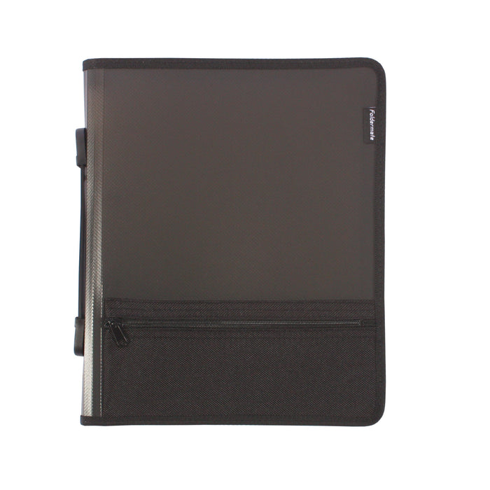 Bantex Zipper Binder Folio w/zip pouch PP A4 2O Ring 25mm Smoke