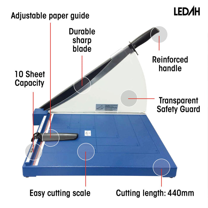Ledah A3 Home Guillotine 10 Sheet Capacity Blue
