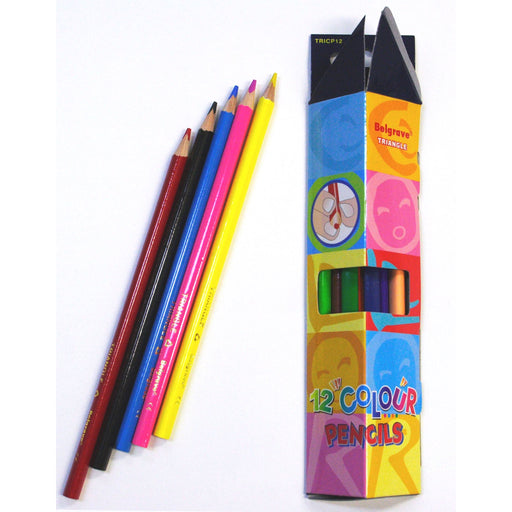 Belgrave Coloured Pencils Triangular Standard Wood Pack 12 Assorted