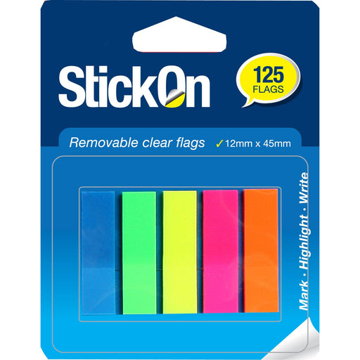Stick On Flags 12mm x 45mm 5 Pads x 25 Sheets Assorted