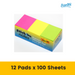 Stick On Notes 38mm x 50mm 12 Pads x 100 Sheets Neon Assorted