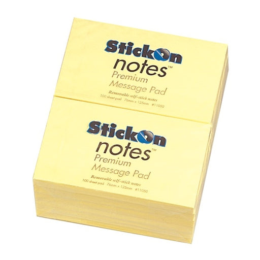 Stick On Notes 76mm x 127mm 12 Pads x 100 Sheets Yellow