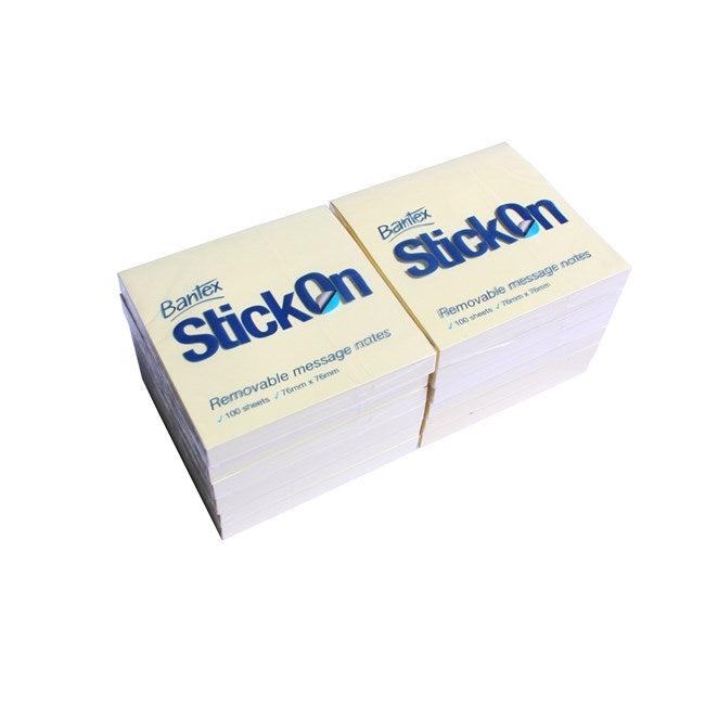 Stick On Notes 76mm x 76mm 12 Pads x 100 Sheets Yellow