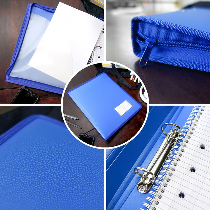 Bantex Zipper Binder A4 2D Ring 25mm Blueberry