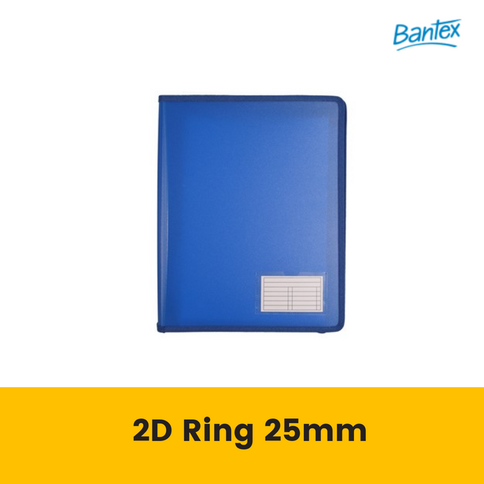 Bantex Zipper Binder A4 2D Ring 25mm Navy