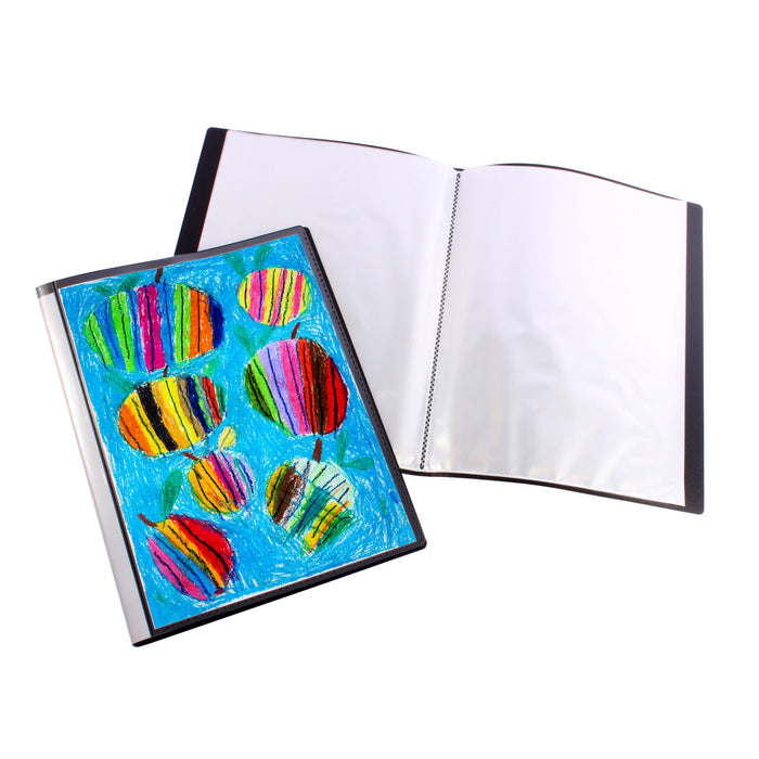Quill Fixed Insert Display Books PP A3 20 Pockets Black