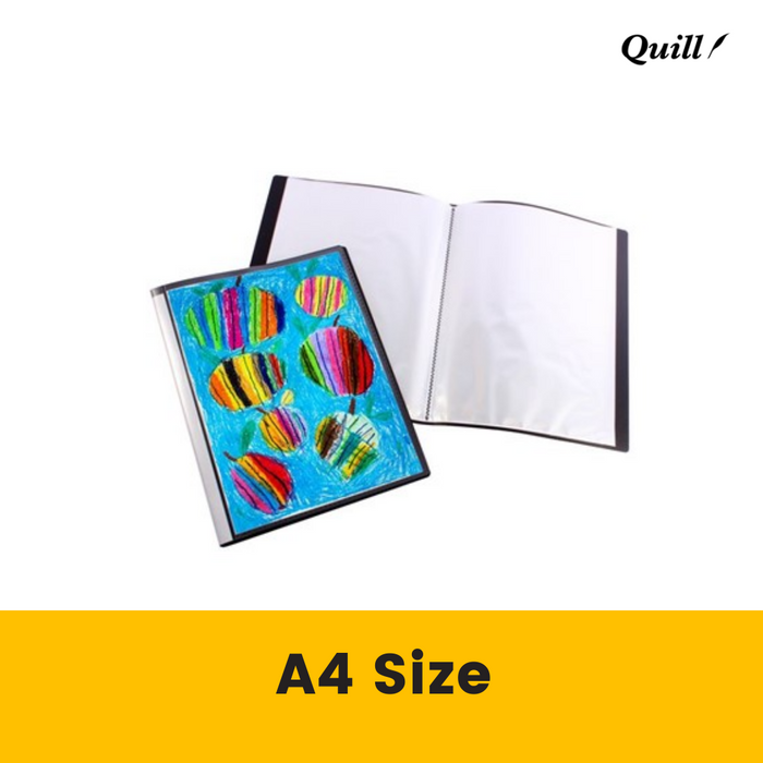 Quill Fixed Insert Display Books PP A3 20 Pockets Black