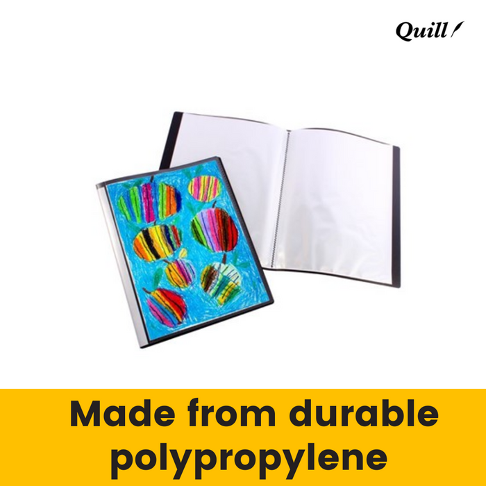 Quill Fixed Insert Display Books PP A3 20 Pockets Black
