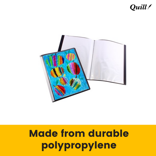 Quill Fixed Insert Display Books PP A2 20 Pockets Black