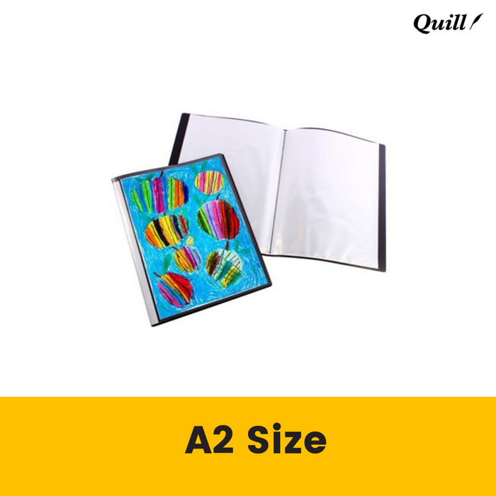 Quill Fixed Insert Display Books PP A2 20 Pockets Black
